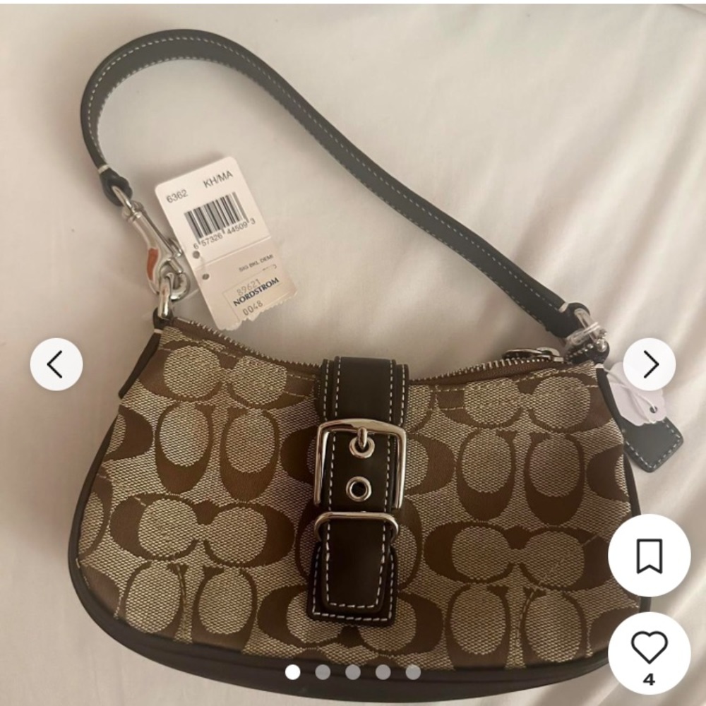 Brown and crème coach short strap purse brand new